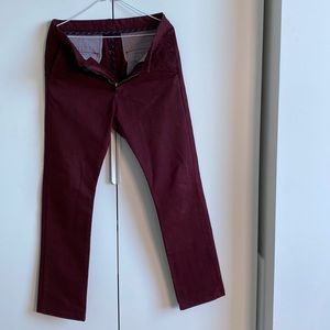 ZARA mens 30 x 30 burgundy chinos pants like new